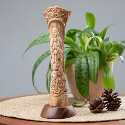 'Hand-Carved Virgin Mary and Baby Jesus Sculpture from Bali'