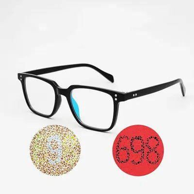 Lunettes pour personnes avec daltonisme du daltonisme rouge-vert et déakesse des couleurs, demi-monture en plastique, lentilles à revêtement recto-verso