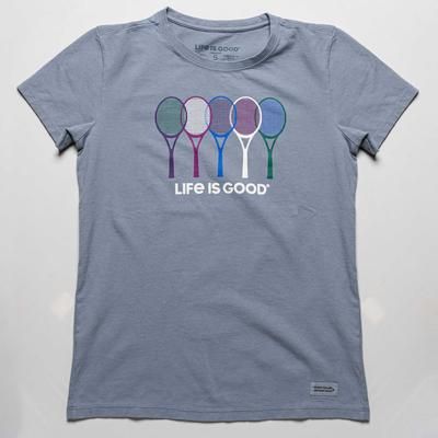 Life is Good Tennis Spectrum Short Sleeve Tee Women's Tennis Apparel Stone Blue