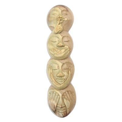 Four Faces of Bali,'Handmade Hibiscus Wood Wall Art'