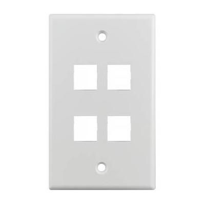 Simply45 S45-3204W-25 4-Port Single-Gang Keystone Wall Plate (White, 25-Pack) S45-3204W-25