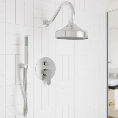 Randolph Morris Tranquil Rainfall Wall Mounted Shower Set with Round Showerhead, Round valve and Wand Handshower - Chrome RMAS-2SR-RRHGN-HSW-C