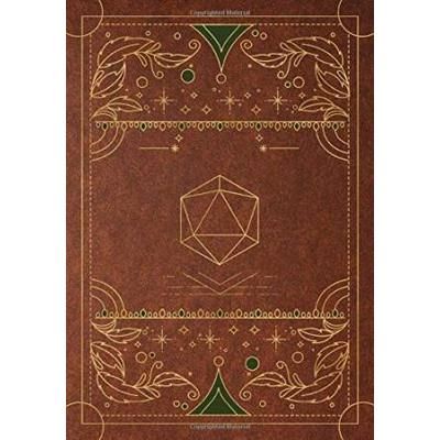 RPG journal Mixed paper Ruled graph hex For role playing gamers Notes tracking mapping terrain plans Vintage brown dice deco cover design