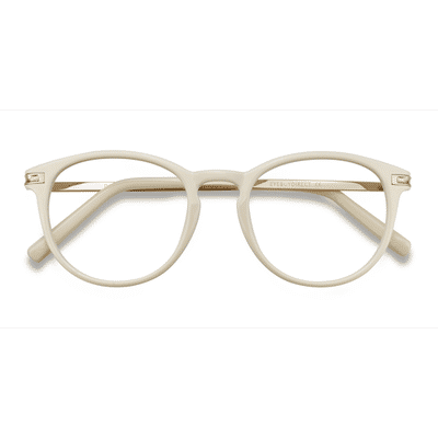 Female s round White Plastic, Metal Prescription eyeglasses - Eyebuydirect s Daphne