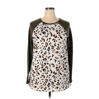 Pullover Sweater: Brown Animal Print Tops - Women's Size 2X