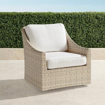 Ashby Lounge Chair with Cushions in Shell Wicker - Standard, Emilia Damask Air Blue - Frontgate