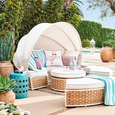 Baleares Daybed in Latte - Sunbrella Rain, Rain Seaglass - Frontgate
