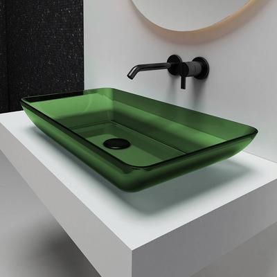Randolph Morris Kinman Transparent Rectangular Solid Surface Vessel Sink - Green RMTW-VS81-GREEN