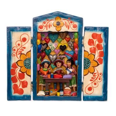 Heart Shop,'Handcrafted Wood Retablo with Hearts from Peru'