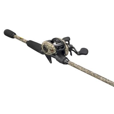 Lew's American Hero Camo Baitcast Reel and Rod Combo 7ft 1-PC Medium IM7 Graphite Rod 5+1 Bearings 7.5-1 Ratio 1-PC Graphite Frame LH Retrieve