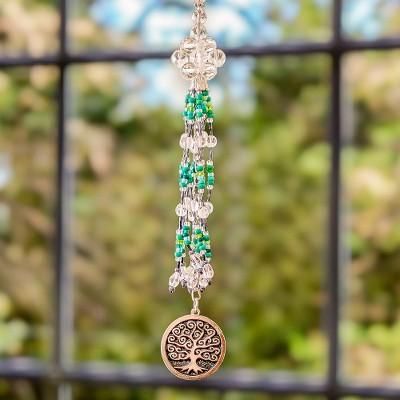 Tree of Life,'Crystal and Glass Beaded Suncatcher with Tree of Life Motif'