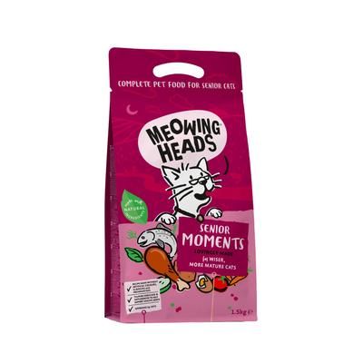 2x1.5kg Senior Moments Meowing Heads Dry Cat Food | Salmon & Chicken