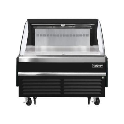 Everest Refrigeration EOMH-48-B-35-S 48" Horizontal Open Air Cooler w/ 1 Levels, Black, 115v, 2-tier Shelf Riser, Stainless Steel