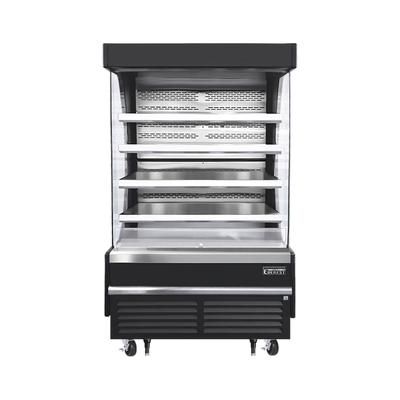 Everest Refrigeration EOMV-48-B-35-T 48" Vertical Open Air Cooler w/ 5 Levels, Black, 115v, 4 Stainless Steel Shelves, Black Exterior