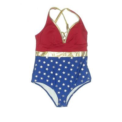 Wonder Woman One Piece Swimsuit: Red Print Swimwear - Women's Size 1