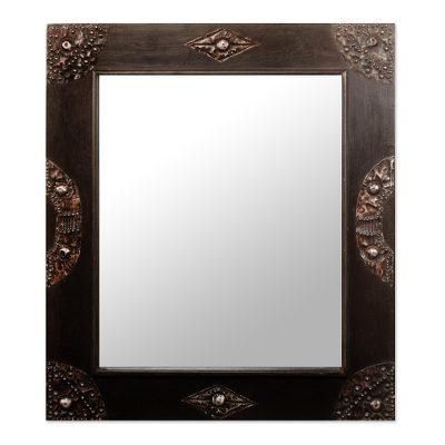 'In Perfect Shape' - Handcrafted Sese Wood and Brass Wall Mirror