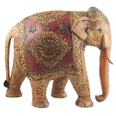 Royal Elephant of Delhi,'Wood Sculpture Hand-Painted in India'