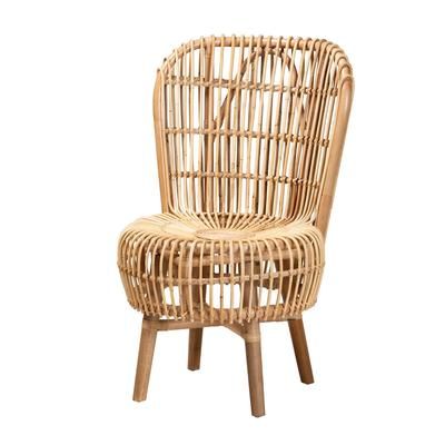 Nagoya Modern Bohemian Natural Rattan Tall Lounge Chair by Baxton Studio in Natural Rattan