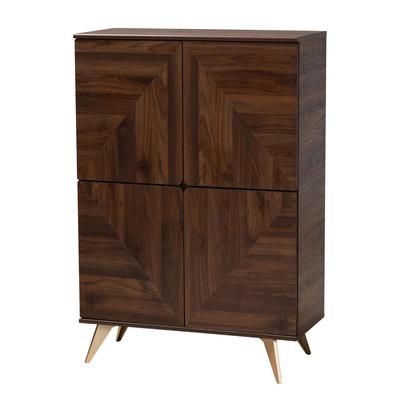 Graceland Mid-Century Modern Transitional Walnut Brown Finished Wood Shoe Cabinet by Baxton Studio in Walnut Brown