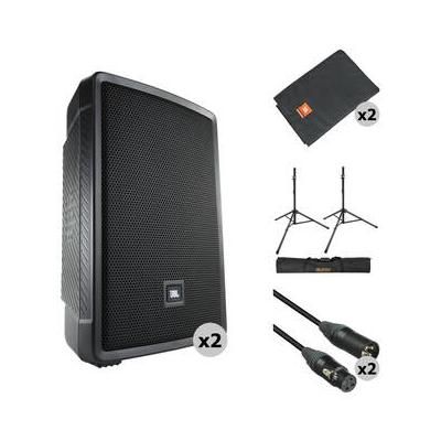 JBL IRX112BT Compact Powered 12" Portable Speaker Kit with Covers, Stands, and IRX112BT