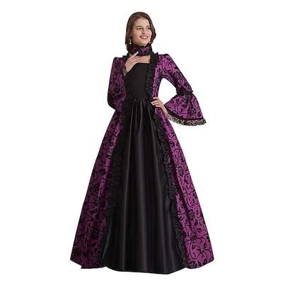 Vintage Principessa Periodo coloniale Maxi Vestito Normale A sbuffo Cenerentola Principessa Collo quadrato Costume Tutti Reale Halloween Carnevale Mascherata Feste Halloween Performance Adulti