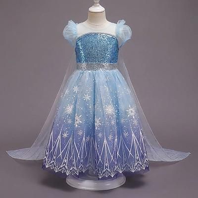 Regina delle nevi Gelido Principessa Elsa Vestito Mantello Abito da damigella Personaggio classico delle fiabe Cosplay Festa in maschera for Ragazze Bambini Halloween Carnevale Settimana del libro