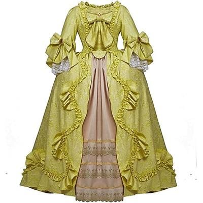 Vintage Rococò Vittoriano Maxi Abito da Ballo Taglie Forti Normale A sbuffo Principessa Collo quadrato Costume Per donna Reale Halloween Carnevale Mascherata Feste Halloween Performance Adulti Vestito