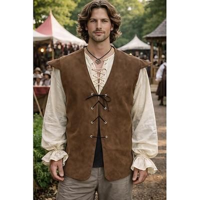 Medievale Rinascimento Gilet Pirata Cavaliere Vichingo Costume Per uomo Vichingo Costumi da pirata Halloween Carnevale Performance LARP Fiera Rinascimentale Adulti Gilet