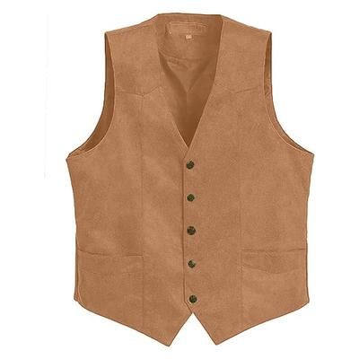 Retrò Vintage Gilet Cowboy del West Tinta unica Scollo a V Costume Per uomo Addio al Nubilato Adulti Gilet