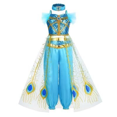 Settimana del libro 2026 Fiaba Principessa Jasmine Costume per festa a tema Costumi da ballo Cosplay for Ragazze Bambini Carnevale Mascherata Settimana del libro