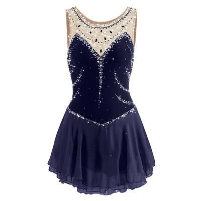 Vestito da pattinaggio artistico Per donna Da ragazza Pattinaggio sul ghiaccio Vestiti Rosa baby Blu egeo Bianco Collage Retato Da allenamento Competizione Vestiti da pattinaggio sul ghiaccio Fatto a