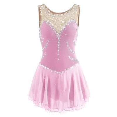 Vestito da pattinaggio artistico Per donna Da ragazza Pattinaggio sul ghiaccio Vestiti Rosa baby Blu egeo Bianco Collage Retato Da allenamento Competizione Vestiti da pattinaggio sul ghiaccio Fatto a