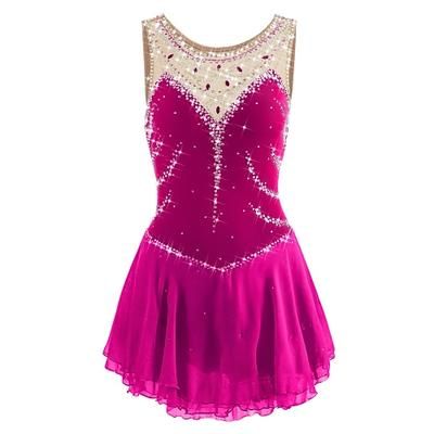 Vestito da pattinaggio artistico Per donna Da ragazza Pattinaggio sul ghiaccio Vestiti Rosa baby Blu egeo Bianco Collage Retato Da allenamento Competizione Vestiti da pattinaggio sul ghiaccio Fatto a