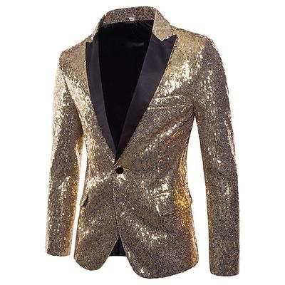 Disco Anni '80 Completi Blazer Blazer con Colletto a Revers Risvolto a punta Normale Disco Paillettes Costume Per uomo Costume di Carnevale Halloween Mascherata Feste Club Parata dell'Orgoglio