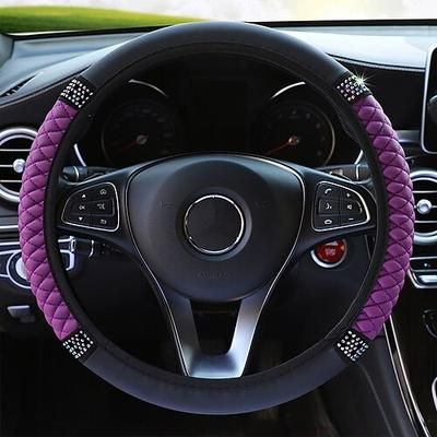 Starfire quattro stagioni coprivolante universale per auto 37-38 cm coprivolante elastico in pelle color ricamato tempestato di diamanti