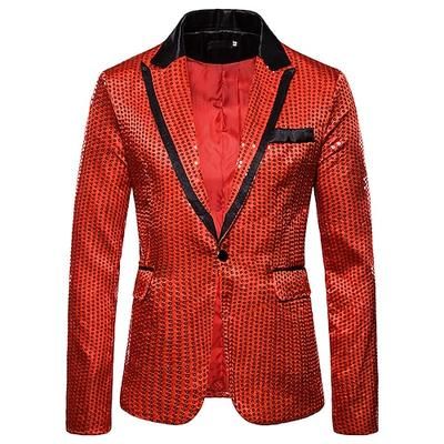 Disco Anni '80 Completi Blazer Blazer con Colletto a Revers Risvolto a punta Normale Disco Paillettes Costume Per uomo Halloween Mascherata Feste Club Parata dell'Orgoglio Adulti Cappotto