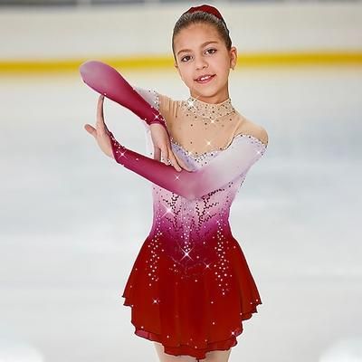 Vestito da pattinaggio artistico Per donna Da ragazza Pattinaggio sul ghiaccio Vestiti Completi Giallo Chiaro Rosa baby Viola scuro Scollatura posteriore tintura sfumata Retato Elastene Elevata
