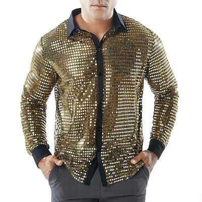Retrò Vintage Anni '70 Disco Cosplay Paillettes Tinta unita Costume Per uomo Costume di Carnevale Halloween Carnevale Mascherata Performance Festa / Sera Palcoscenico Adulti Camicia Estate Primavera