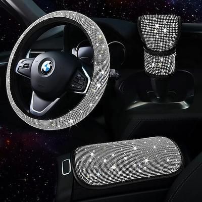 Set di 3 accessori per auto scintillanti da donna, coprivolanti scintillanti universali da 15 pollici