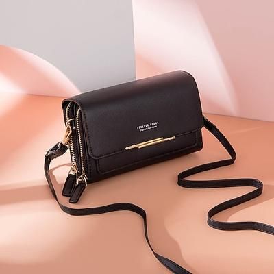 borsa a tracolla nera da donna con dettagli dorati e tracolla regolabile - borsa a tracolla compatta ed elegante per l'uso quotidiano