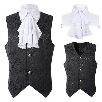 Elegante Retrò Vintage Vittoriano Gilet Collari falsi Normale Principe Aristocratico Slim Fit Jacquard Scollo a V Costume Per uomo Carnevale Capodanno Mascherata Giubileo di platino della Regina 2022