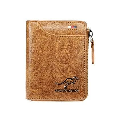 Portafoglio in PU pelle da uomo con blocco RFID con zip portacarte con più scomparti borsa da lavoro