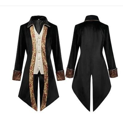 Costume Cosplay Steampunk Gothic Medievale Cappotto Punk e Gotico Tuxedo Vampiro Gentiluomo Taglia Forte Uomo ebenezer Scrooge Elfo Reale Carnevale Masquerade Performance Evento Festa Cocktail