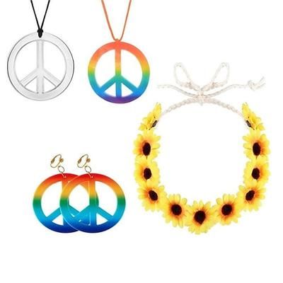 Retrò Vintage Anni '60 Hippie Costume Cosplay Collana Fascia Hippie Disco Costume Per donna Ragazze Halloween Carnevale Mascherata Festa / Sera Casual Quotidiano Parata dell'Orgoglio Adulti Orecchini