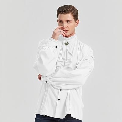 Retrò Vintage Punk Gotico Medievale Blusa / Camicia Mascherata Vampiro Cavaliere Straniero Con Volant Tinta unita Costume Per uomo Costumi da pirata Fantasia Reale Carnevale Mascherata Performance