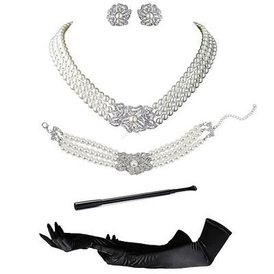 Vintage Anni 1920 Il grande Gatsby Set di accessori Charleston Invitato al matrimonio Costume Per donna Mascherata Ricevimento di nozze Addio al Nubilato Festival Adulti Guanti Altri Accessori