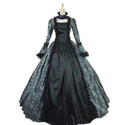 Rococò Vittoriano Rinascimento Lunghezza al pavimento Vestito Costume da festa Mascherata Taglie Forti Normale A palloncino Manica del polsino svasato Principessa Pizzo Tela Vintage Abito da ballo