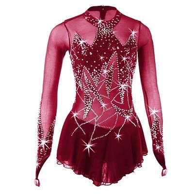 Vestito da pattinaggio artistico Per donna Da ragazza Pattinaggio sul ghiaccio Vestiti Completi Rosa baby Lilla Nero Elevata elasticità Competizione Vestiti da pattinaggio sul ghiaccio Fatto a mano