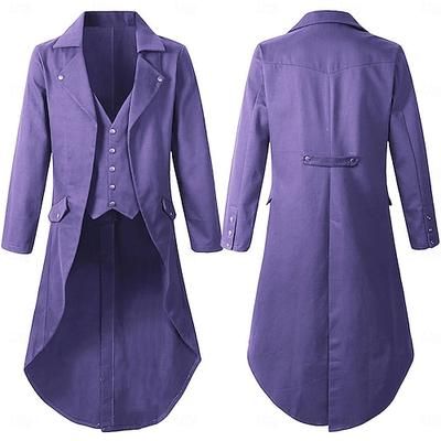 Capotto Medievale Punk e Gotico Retro Vintage Tuxedo Cappotto da Codino Vampiro Cavaliere Abbigliamento Elegante Uomo Steampunk Natale Performance Festa Sera LARP Cappotto per Adulti Costume
