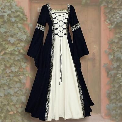Retrò Vintage Medievale Rinascimento Lunghezza alla caviglia Vestito irlandesi Vichingo Straniero Taglie Forti Elfico Costume Per donna Costume di Carnevale Celtico Halloween Carnevale LARP Fiera